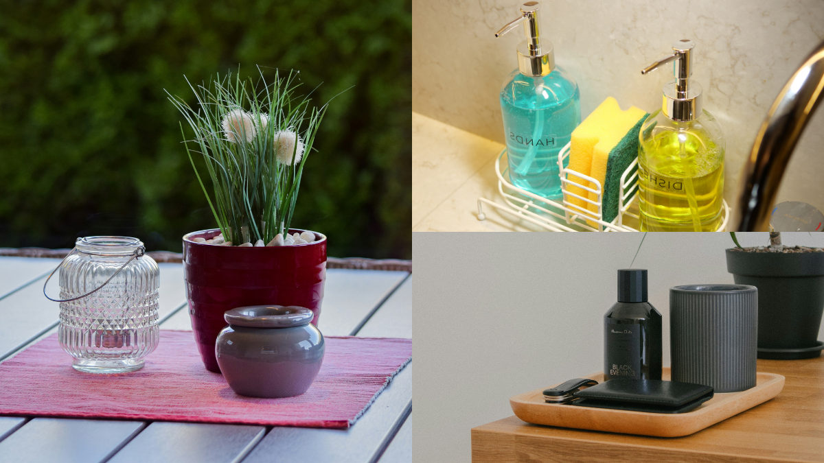 table mats glass soap dispensers trays to declutter and elevate home
